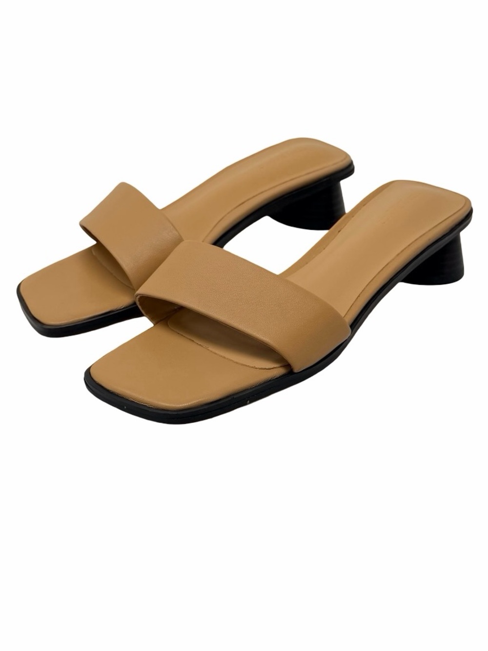 Tony Bianco Chelsey Sandals Size 7 Honey Sheep Nappa Leather Square Toe NEW